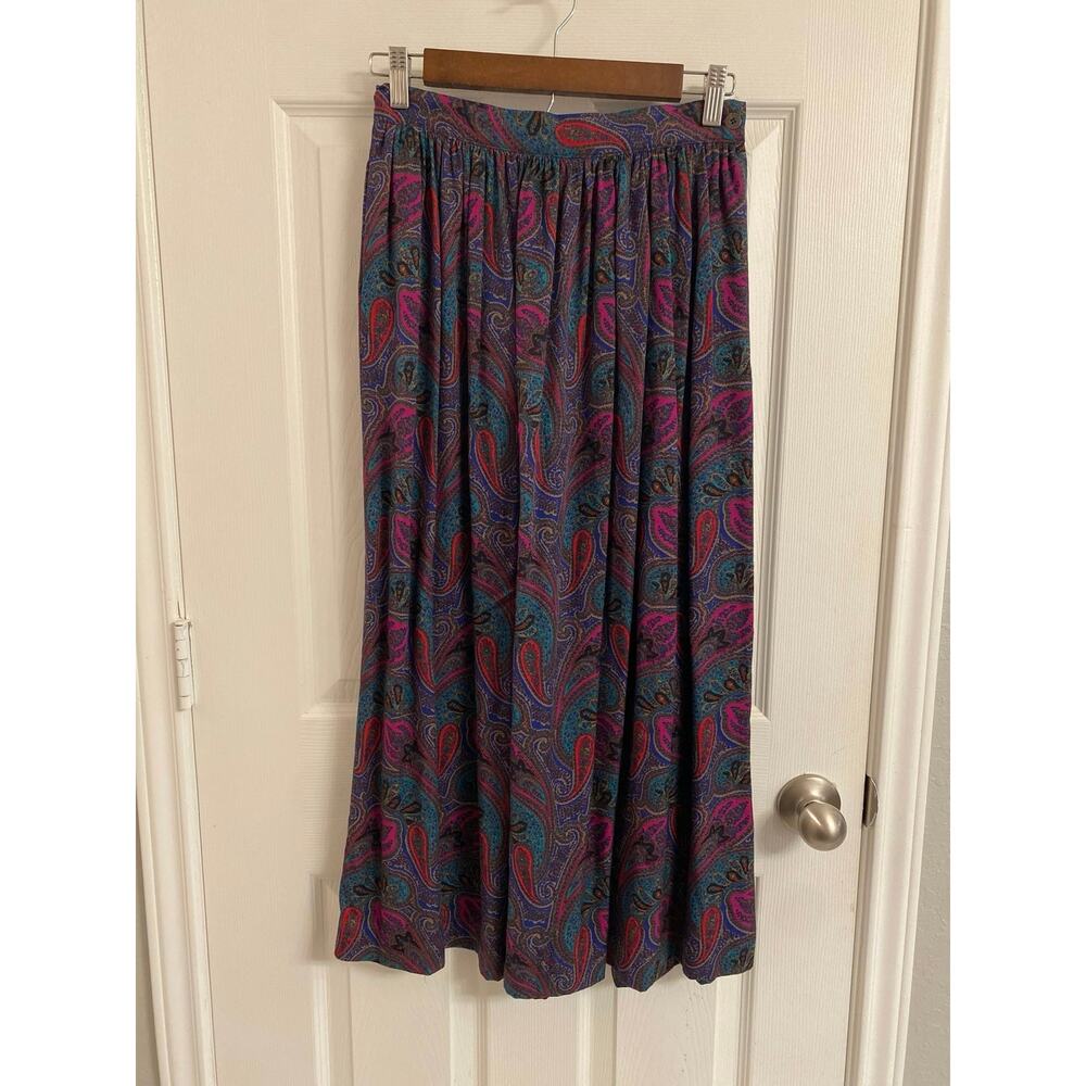 VTG Preston & York Paisley Midi Skirt USA Made Jewel Tone Whimsigoth Boho